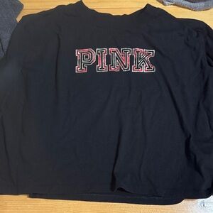 PINK Victoria's Secret Black Logo Tee